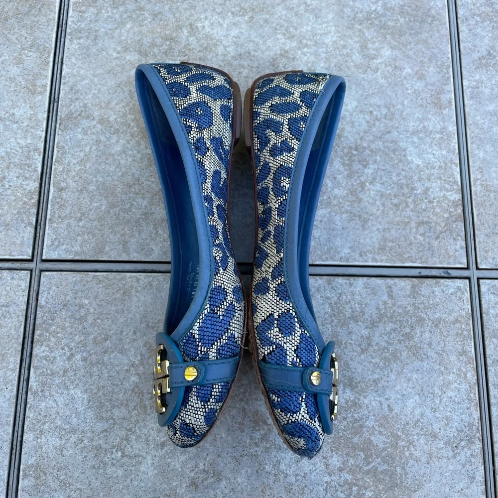 Tory Burch Aden Ballet- Leopard Gold Logo